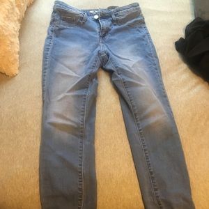 High Waisted 7/8 Distressed Ankle Jeans